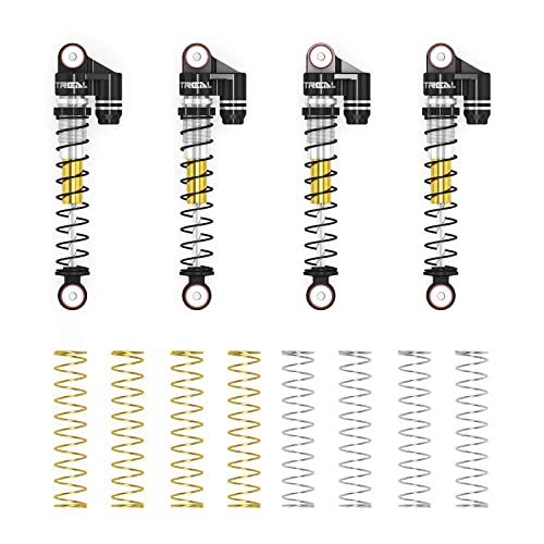 TREAL SCX24 Shocks 43mm Tele Shock Absorber Vibration Damper (4) for 1/24 RC Crawler Car Axial SCX24 Bronco Gladiator C10 Deadbolt Upgrades Parts Accessories (Black)