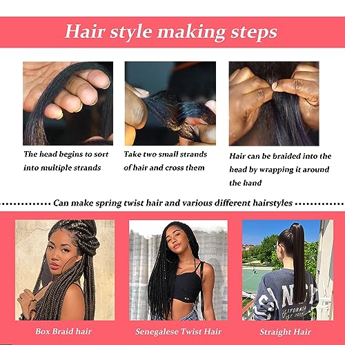 Xtrend 3 Pcs Braiding Hair Crochet Braids Hair 24 Inch Synthetic Jumbo Box Braids Hair Extension for Women 100g/pc (3 Pieces,Black+Dark Brown+Light Brown#)
