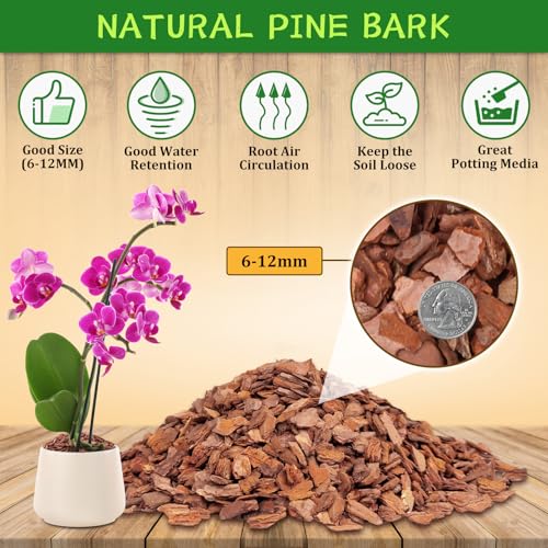 Legigo 2 Quarts Organic Orchid Potting Bark- All Natural Orchid Bark Potting Mix Pine Bark Wood Chips for Houseplant Mulch, Orchid Plants Root Development, Mulch for Potted Plants