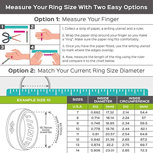 Rinfit Silicone Rings for Men - Mens Silicone Wedding Band - Infinity Silicone Ring Men - Rubber Wedding Rings - Patented Design - SetL, Size 8