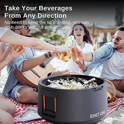 East Oak 45 QT Cooler, Portable 44 Cans Ice Chest Box with Removable Lid Leak-Proof Large Outdoor Hard Cooler with Drain and Handle, High-Capacity, Insulated Rotomolded Cooler for Camping, Beach