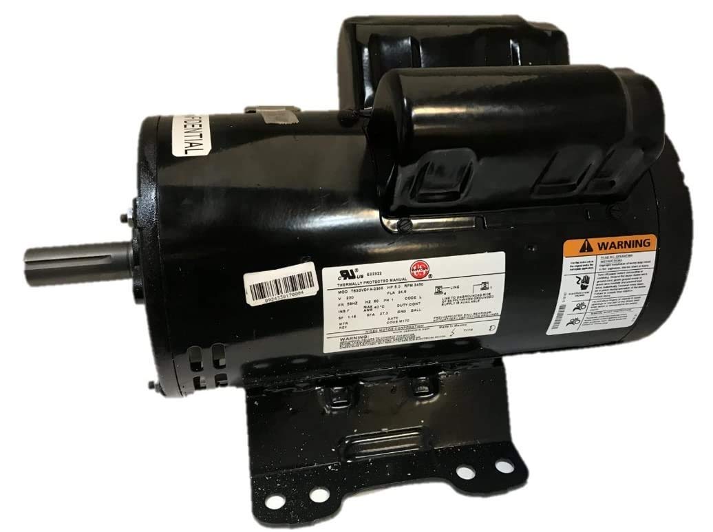 56283138 23378805 IR Replacement Air Compressor Motor, Single Phase, 184T Frame, Open Drip Proof Enclosure, 5Hp Output, 3450rpm, 60Hz, 208-230V Voltage, 24.9 Amps
