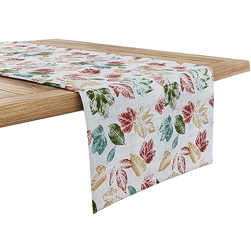 RUVANTI 100% Cotton Cloth Table Runner, Grey/Orange Floral Fall & Christmas, Table Runners 36 Inches Long, Perfect for Coffee Gatherings, Thanksgiving Dinner Parties, and as Farmhouse Table Runners