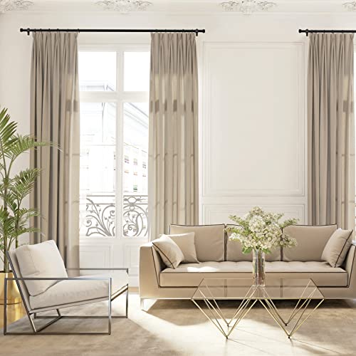 Zeerobee Curtain Rods for Windows 16 to 28, 1 Inch Black Curtain Rod Set, Heavy Duty Adjustable Drapery Rods, Modern Indoor/Outdoor Curtain Rod for Bedroom, Living Room, Patio, Farmhouse, 16"-28"