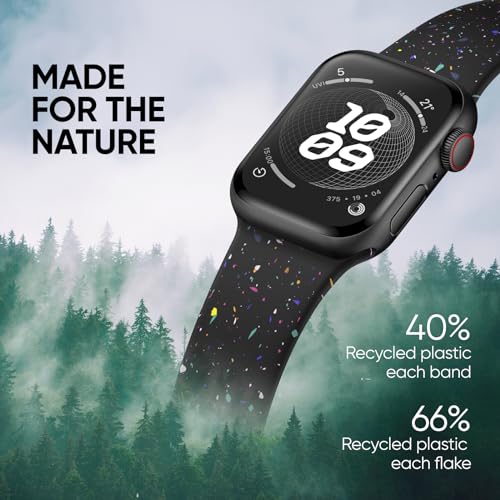 Knossen Sport Band Compatible with Apple Watch Band 38mm 40mm 41mm 42mm 44mm 45mm 46mm 49mm for Women Men, Recycled Plastic Soft Silicone Strap for iWatch Series 10 9 8 7 6 5 4 3 2 1 Ultra SE