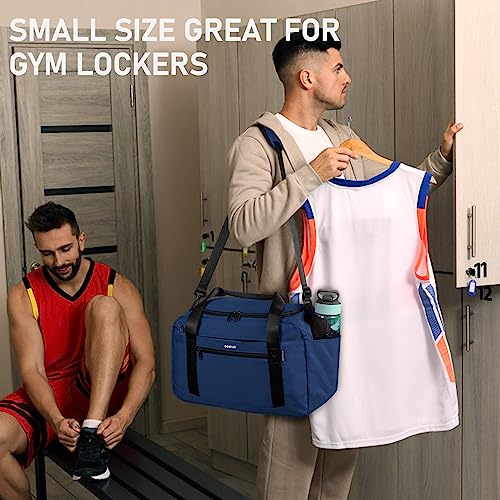 ECOHUB Small Gym Bag 15 inch Mini Travel Duffel Bag with Wet Pocket & Shoes Bag Underseat Carry On Lightweight Waterproof Personal Item Bag Blue (Patent Pending)