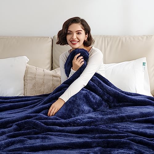 Berkshire Blanket Classic Extra-Fluffy™ Plush Blanket, King Size Bed Blanket, Soft Fuzzy Fluffy Long Hair Blanket for Couch Sofa Bed, Peanut, 90x108 Inches