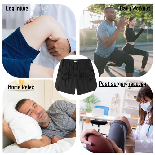 Deyeek Tear Away Shorts for Women Side Snap Shorts Mens Cotton Shorts with Pockets Post Hip Knee Surgery Shorts Black
