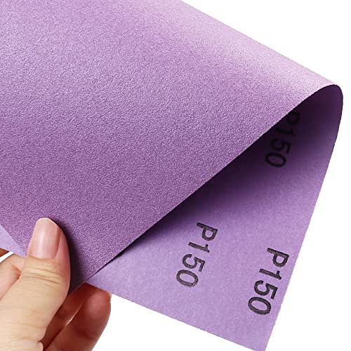 LotFancy 60 Grit Sandpaper, 30PCS 9 x 11” White Fused Alumina Wet Dry Sanding Sheets, for Automotive Metal Sanding Polishing, Wood Finishing, Purple