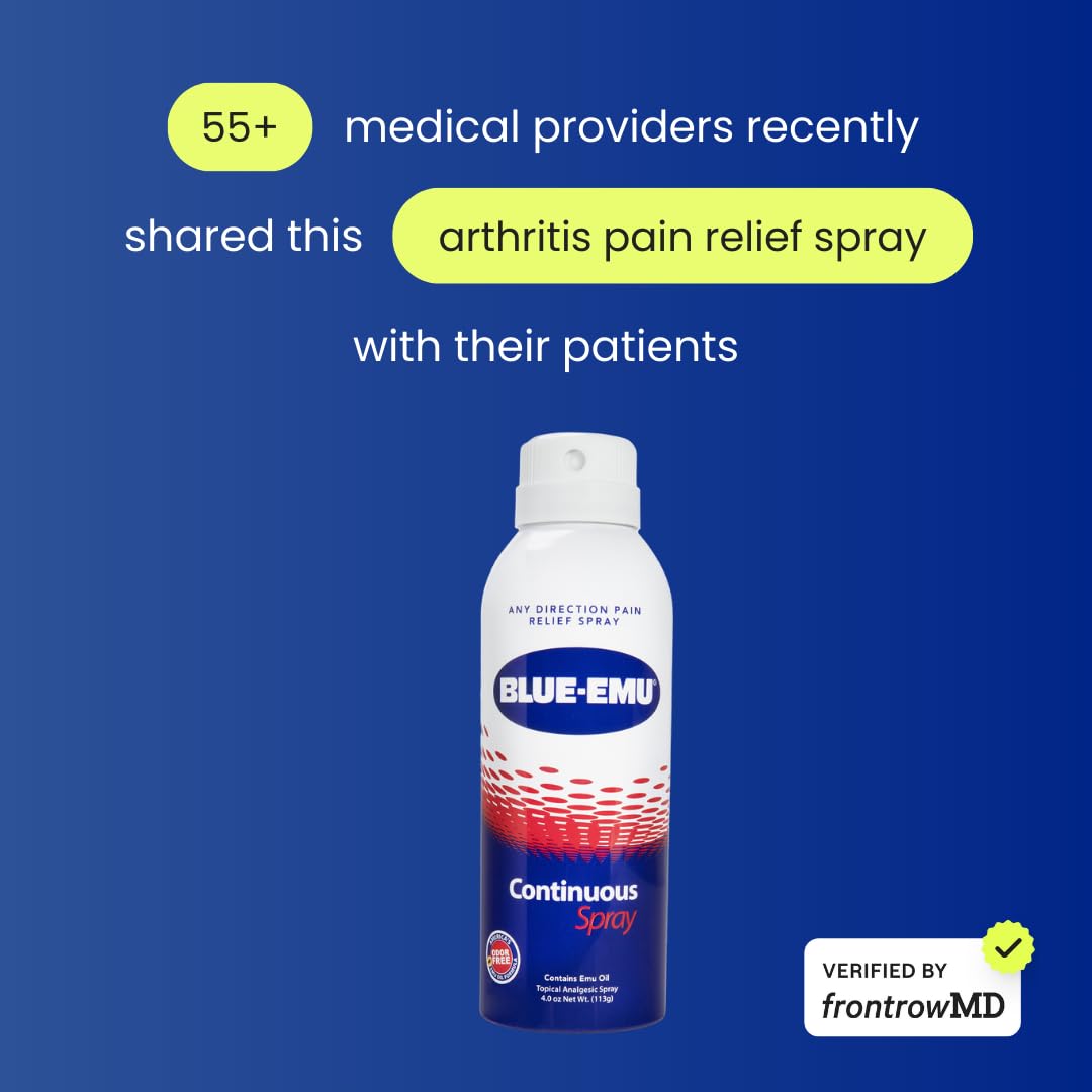 Blue Emu Pain Relief Spray for Muscle, Joint & Bruises Fast Drying Support w/Emu Oil, 4oz