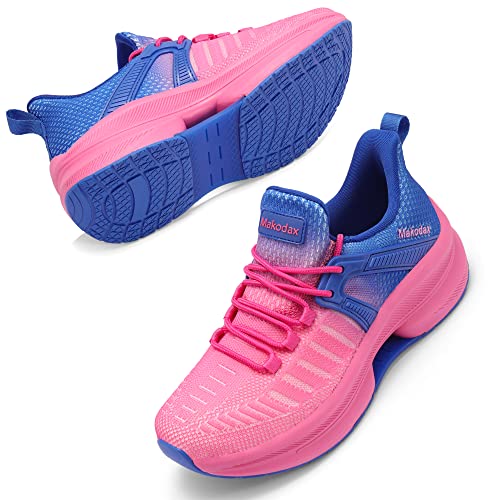 Makodax Womens Running Shoes Mesh Breathable Sneakers Lightweight Fashion Sports Athletic Walking Shoes,Blue Pink,US 5.5
