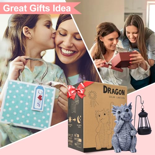 Qeeman Solar Garden Statue Cat Figurine- Garden Art with Solar Lantern, Loving Cat for Patio,Balcony,Yard, Lawn-Unique Housewarming Gift for Garden Mom Grandma