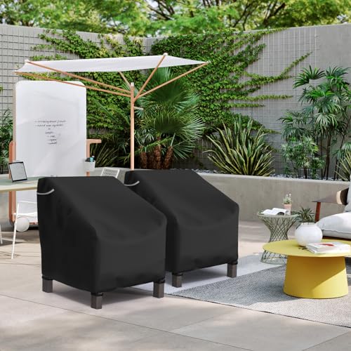 STARTWO Patio Chair Covers 2 Pack Outdoor Furniture Covers Waterproof Fit for 29"W x 30"D x 36"H, Lounge Deep Seat Cover, Heavy Duty Chair Covers for Lawn Furnitures, Black