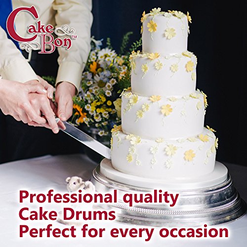 Cake Boards by Cakebon - Sturdy 1/2 Inch Thick Cake Drums - Professional Fully Wrapped Edges White 1-Pack - Cake Base Cake Boards 10 Inch Round