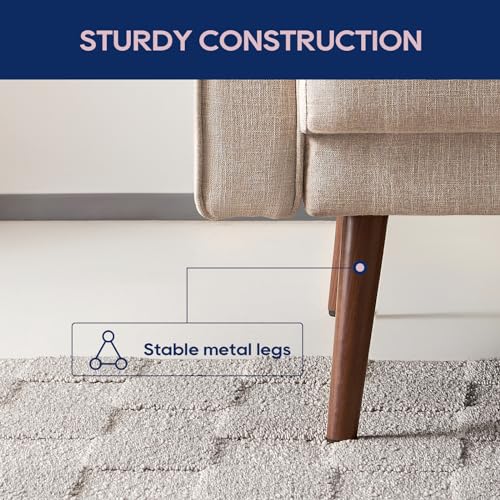 Vonanda Sectional Couch Sofa, L Shaped Couch Leather Sofa with Reversible Chaise and Bolster Pillows, Faux Leather Couch Small Couches for Living Room, Apartment and Small Space, Caramel