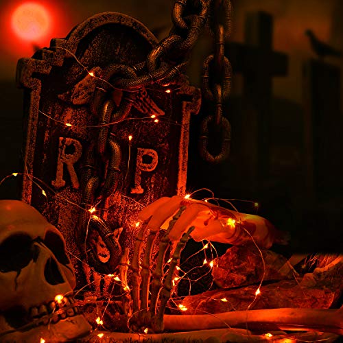 BrizLabs Halloween Fairy Lights, 2 Pack 20.34ft 60 LED Purple Orange Halloween String Lights, 2 Modes Battery Halloween Lights Indoor Twinkle Lights Mini Starry Lights for Halloween Haunted Home Decor