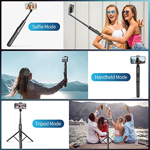 Sensyne 60" Phone Tripod & Selfie Stick, Lightweight All in One Phone Tripod Integrated with Wireless Remote Compatible with All Cell Phones for Selfie/Video Recording/Photo/Live Stream/Vlog(Black)