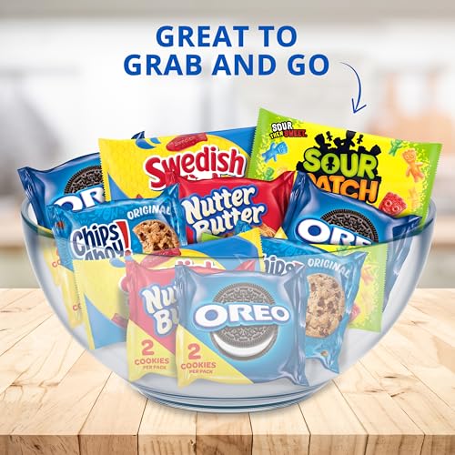 OREO, CHIPS AHOY!, Nutter Butter, SOUR PATCH KIDS & SWEDISH FISH Cookies & Candy Variety Pack, 40 Snack Packs