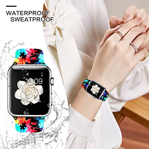 Halloween Scary Hippie Pumpkin Watch Bands Compatible Apple Watch Band 38mm 40mm 41mm 42mm 44mm 45mm 49mm for Women Men, Adjustable Soft Silicone Replacement Smartwatch Wristband for iWatch Series 8 7
