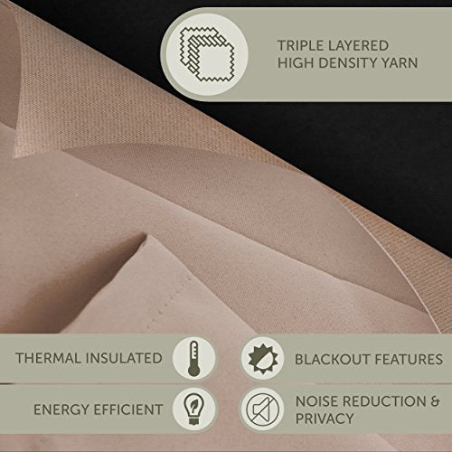 Rod Desyne Window Thermal Isulated Blackout Curtain with Metal Grommet, 52" x 96", Beige - 1 Panel