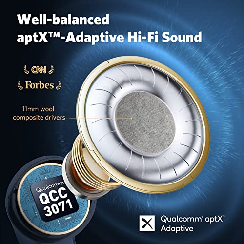 EarFun Air Pro 3 Noise Cancelling Wireless Earbuds, Qualcomm® aptX™ Adaptive Sound, 6 Mics cVc 8.0 ENC, Bluetooth 5.3 Earbuds, Multipoint Connection, 45H Playtime, App Customize EQ, Wireless Charging