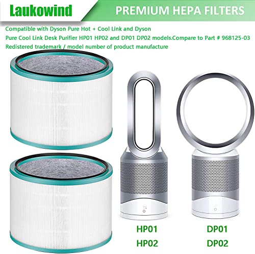 Laukowind Air Purifier Filter Replacements for Dyson HP01, HP02, DP01 Desk Purifiers, Filter Compatible with Dyson Desk Purifier, Air Purifier Filter Replacement, Compare to Part # 968125-03, 2 Pack