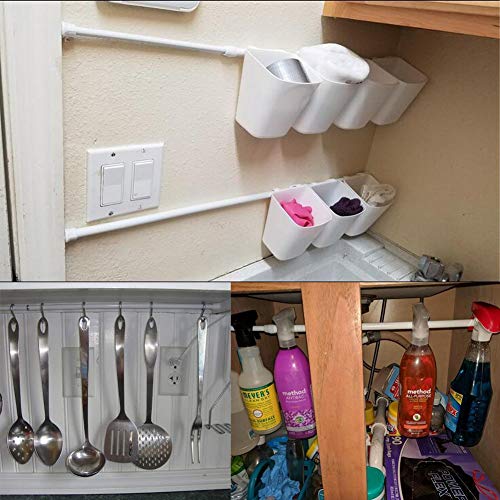 KXLife 2 Pack Spring Tension Curtain Rod for Window 16 to 28 Inch, Expandable Adjustable Small Curtain Tension Rods No Drill for Kitchen, RV, Cupboard, Refrigerator(Black)