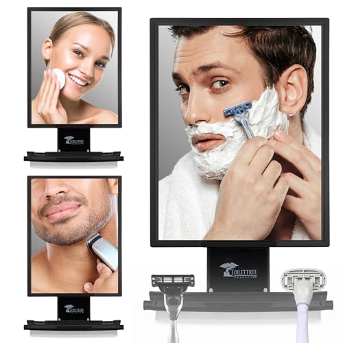 ToiletTree Products Fogless Shower Mirror - Anti-Fog Mirror - Adjustable Shaving Mirror with a Squeegee - Rust-Proof, Impact-Resistance Bathroom Shower Mirror - Tall