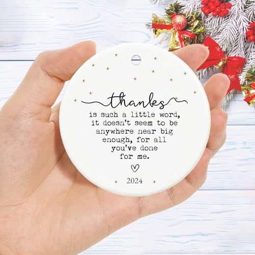 Thank You Gifts for Women, Thank You Ornament Appreciation Gifts for Women, Nurse, Teacher, Friends, Sister,Coworker, Boss, 2.9" Ceramic Thank You Christmas Ornament 2024