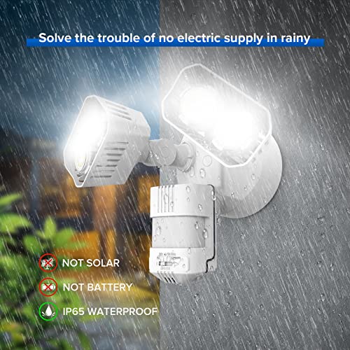 SANSI 28W 3500LM Motion Sensor Outdoor Lights, Dusk to Dawn Motion Sensor Eave Mount Security Lights Detector with 4 Mode 350W Equiv 5000K, IP65 Waterproof for Soffit, Garage, Yard (White) Hardwired