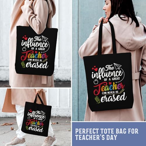 Canvas Tote Bag Teacher Gifts for Women, Cute Appreciation Gift Utility Teachers Bags and Totes with Interior Pockets
