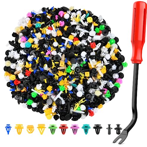 GOOACC 1001PCS Universal Car Clips Mixed Auto Bumper Fender Trim Door Panel Shield Engine Cover Retainer Rivet Push Clips with fastener remover for GM Ford Chrysler Toyota Lexus Honda Acura Dodge Jeep