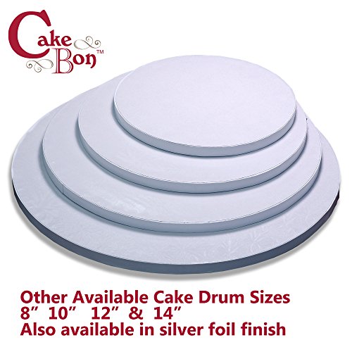 Cake Boards by Cakebon - Sturdy 1/2 Inch Thick Cake Drums - Professional Fully Wrapped Edges White 1-Pack - Cake Base Cake Boards 10 Inch Round