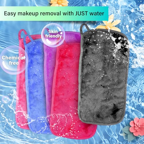 Nugilla Makeup Remover Cloths, 8 Packs Makeup Remover Towels Reusable Face Wash Cloth, Soft Makeup Remover Microfiber Face Cloth for Women