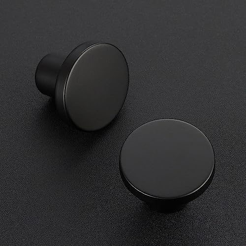 Ravinte 5 Pack Cabinet Knobs Black Kitchen Cabinet Knobs Round Dresser Drawer Knobs Matte Black Drawer Pulls Closet Door Knobs 1-1/5 Inch