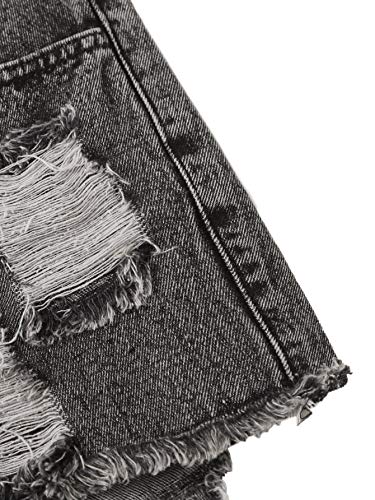 WDIRARA Women's High Waisted Raw Hem Distressed Ripped Casual Denim Shorts Grey XS