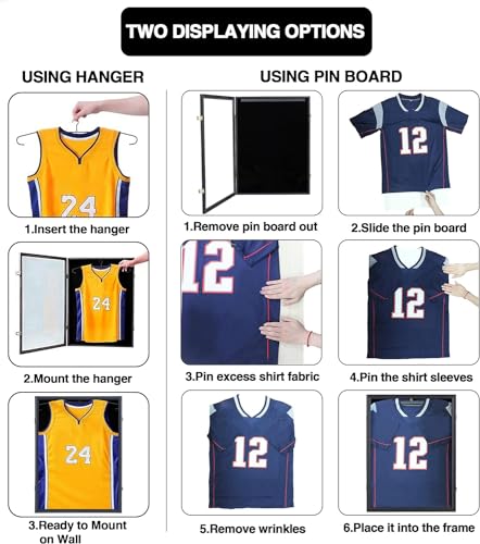 Large Jersey Frame Display Case, 26x37 Lockable Shadow Box Sports Jersey Frame with 98% UV Protection Acrylic and Metal Hanger for Baseball Basketball Football Soccer Hockey XXL Shirt, Linen Black
