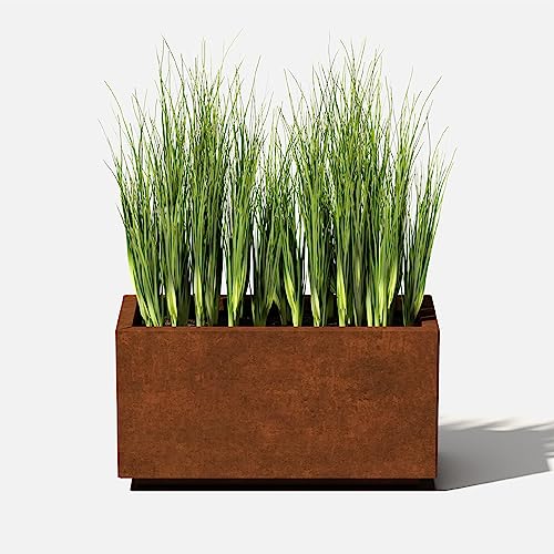 Veradek Corten Steel Series Long Box Planter - Large Rectangular Corten Steel Planter | Naturally Rusting Steel for All-Weather Use | Modern Rustic Décor for Flowers, Tall Plants, Shrubs