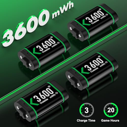 Charger for Xbox One Controller Battery Pack with 4x3600mWh USB Rechargeable Xbox One Battery Charger Station for Xbox Series X|S, Xbox One S/One X/Elite Controllers-Xbox One Accessories 1500mAh