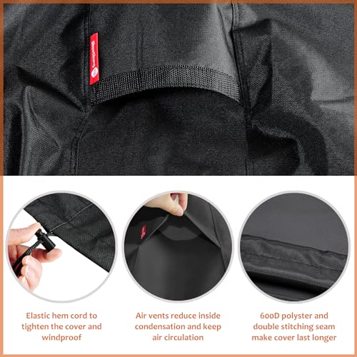 Fire Pit Cover - Waterproof 600D Heavy Duty Round Patio Fire Bowl Cover Black (Round - 50”D x 24”H)-Fits 45",46",48”,50" Firepit/Bowl Cover