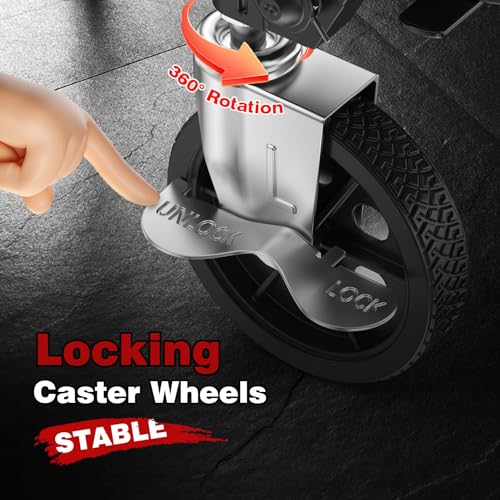 XING LANG Folding Shopping Cart with 360° Rolling Swivel Wheels & Brakes - 4.3ft³ Foldable Grocery Cart with Double Basket & Liner, 420lbs Portable Heavy Duty Utility Carts for Laundry Luggage Travel