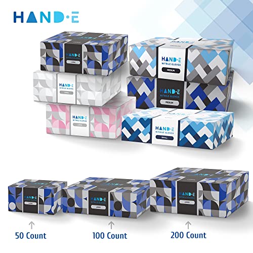 Hand-E Touch Black Nitrile Disposable Gloves Small, 50 Count - BBQ, Tattoo, Hair Dye, Cooking, Mechanic Gloves - Powder and Latex Free Gloves