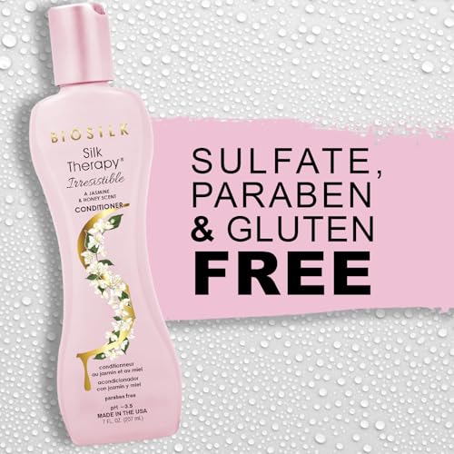 BioSilk Irresistible Collection Silk Therapy Conditioner, Moisturizes & Conditions Hair, Jasmine & Honey Scent, Sulfate, Paraben, & Cruelty-Free, 7 Oz