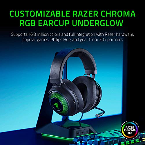 Razer Kraken Ultimate – USB Gaming Headset (Gaming Headphones for PC, PS4 and Switch Dock with Surround Sound, ANC Microphone and RGB Chroma)