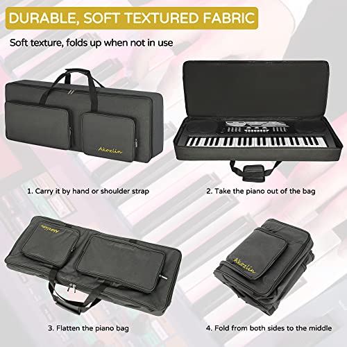 AKOZLIN 49-Key Keyboard Gig Bag 34"×13"×4" Portable Electric Piano Case Foldable Bag For 49-Note Keyboard