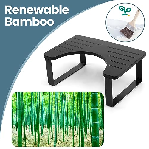 JOPSTDI Bathroom Stool,Bamboo Toilet for Bathroom,Adult and Children's Bedpan,Portable Squatting Pan with Dual Anti Slip Design,Stain,Scratch,CrackProof(Black)