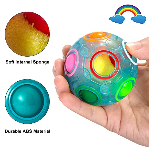 Vdealen Magic Rainbow Puzzle Ball, Fidget Ball Puzzle Brain Teaser Fidget Toy for Boys & Girls- Birthday Party Easter Valentines Day Christmas Stocking Stuffers for Kids Teen & Adults(Blue)