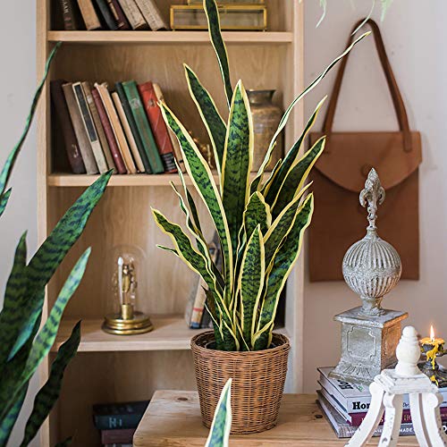 Bird Fiy Artificial Snake Plants 30" Faux Agave Fake Sansevieria Artificial Silk Plant for Home Garden Office Store Decoration 4 Pcs (Green)