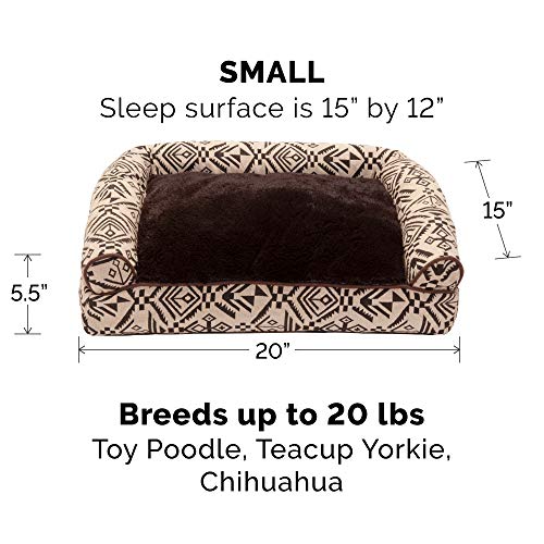 Furhaven Pillow Dog Bed for Large/Medium Dogs w/ Removable Bolsters & Washable Cover - Quilted Sofa - Toasted Brown, Large