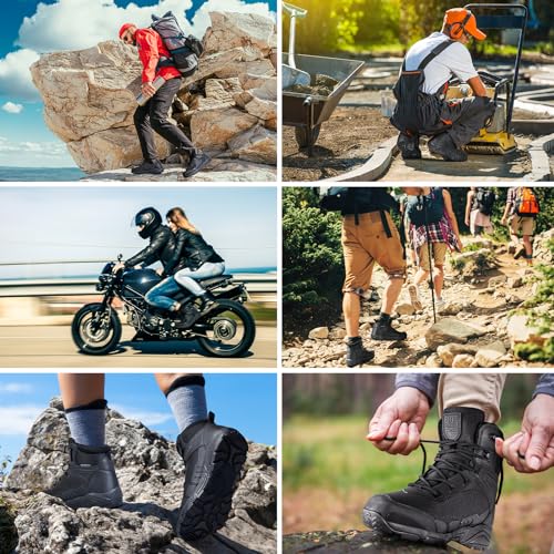 FREE SOLDIER Men's Waterproof Hiking Boots Lightweight Outdoor Mid Trekking Climbing Boots Men(Brown 13)